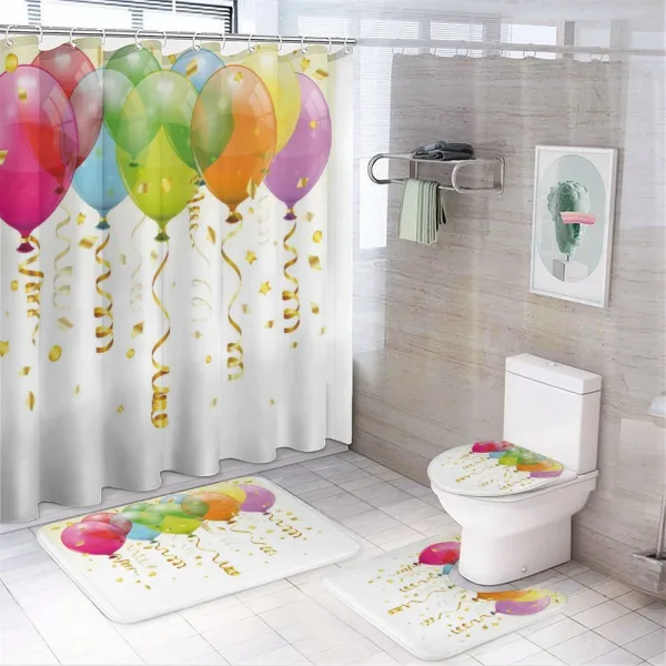 3D Balloons Rain on a shower curtain