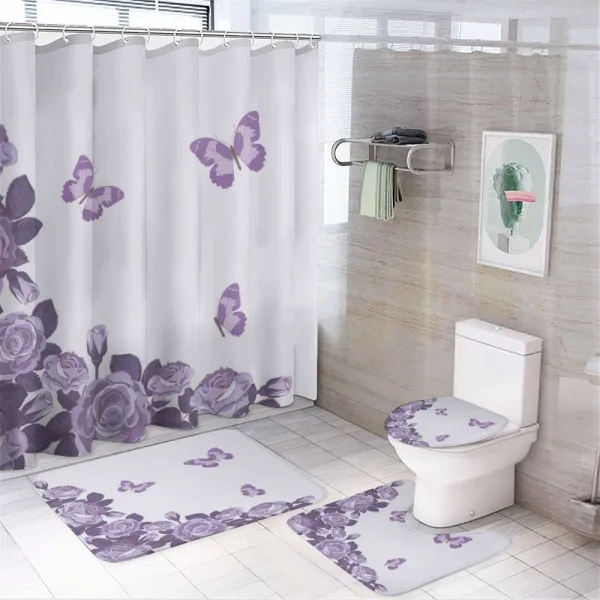 Bridal Roses Butterflies on a shower curtain