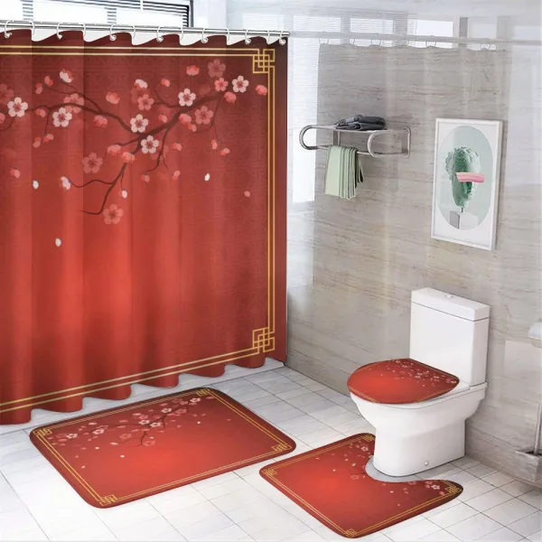 Cherry Branch Chinese Frame on a shower curtain