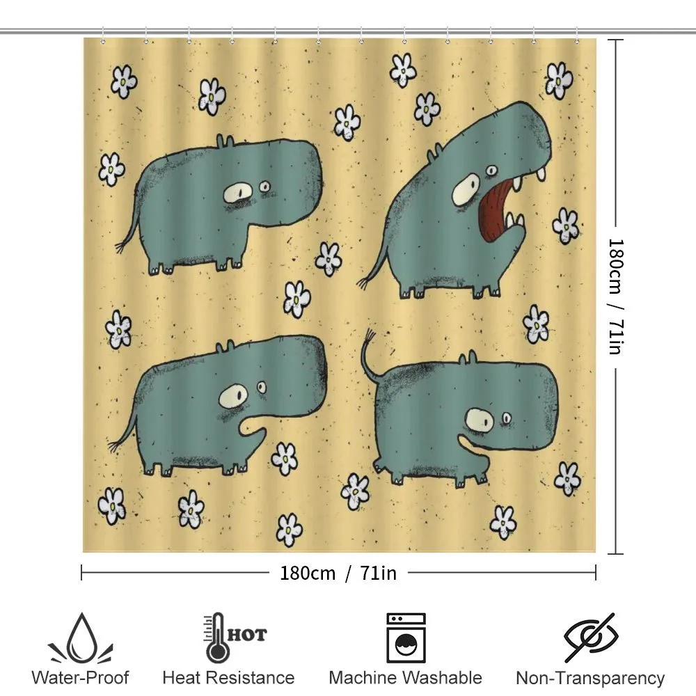 Comic Hippo Floral Grungy — Detail 2