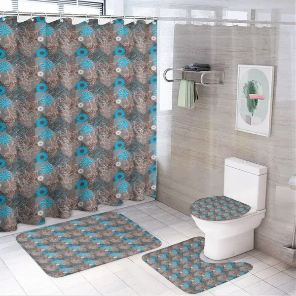 Doodle Flower Motifs on a shower curtain