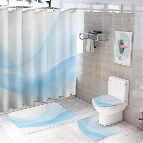 Flowing Wavy Effect Print on a shower curtain