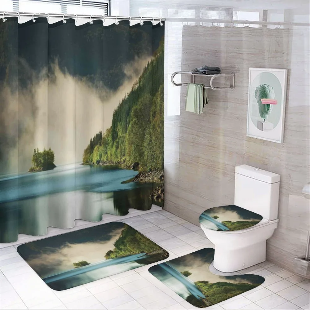 Foggy Mountain Reflection View — Your design