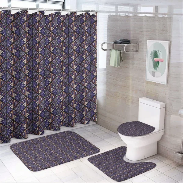 Folk Ornament with Triangles on a shower curtain