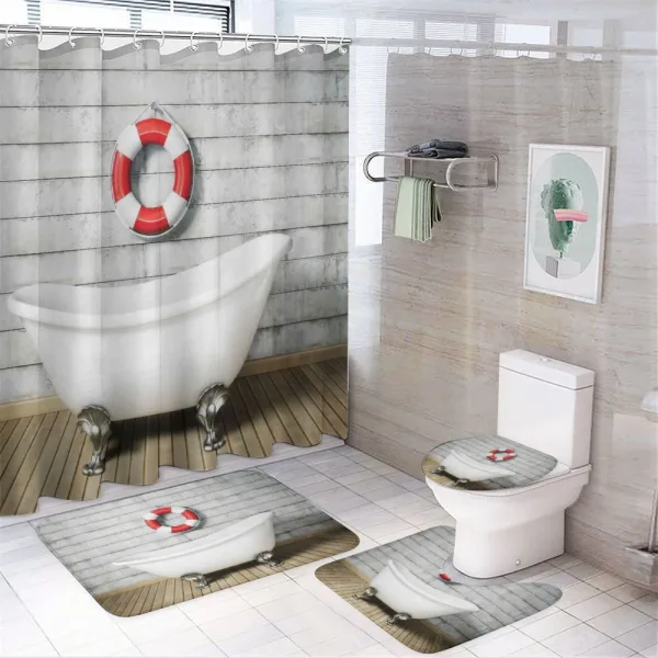 Grunge Wall Sailor Bath on a shower curtain