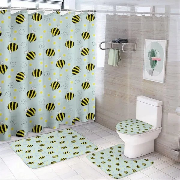 Hand Drawn Flower Motifs on a shower curtain