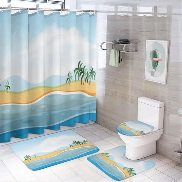 Ocean Palms Panorama on a shower curtain