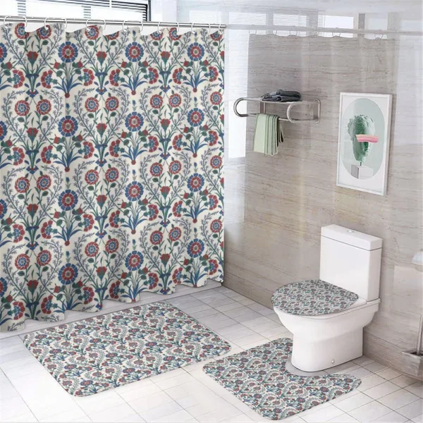 Old Floral Leaf Ornament on a shower curtain