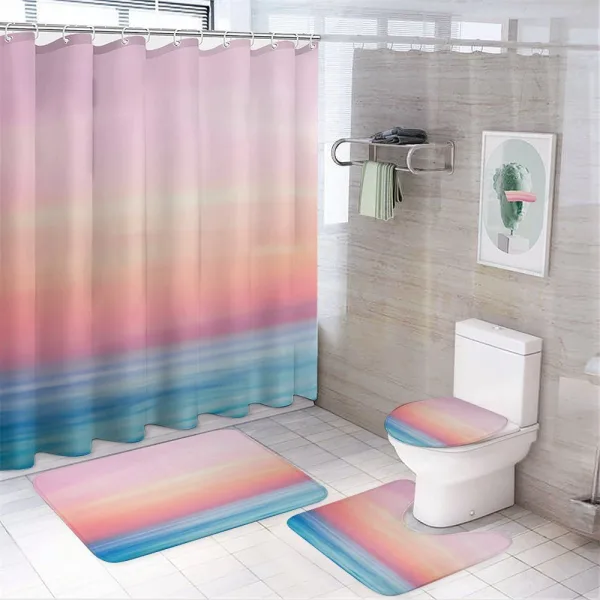 Ombre Sunset Calm Ocean View on a shower curtain