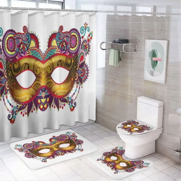 Ornate Yellow Mask on a shower curtain