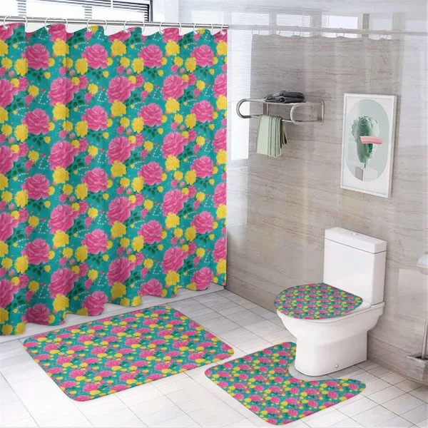 Romantic Bouquet Roses on a shower curtain