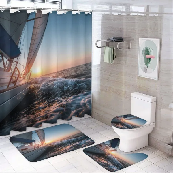 Sail Boat on Sea Hobby on a shower curtain