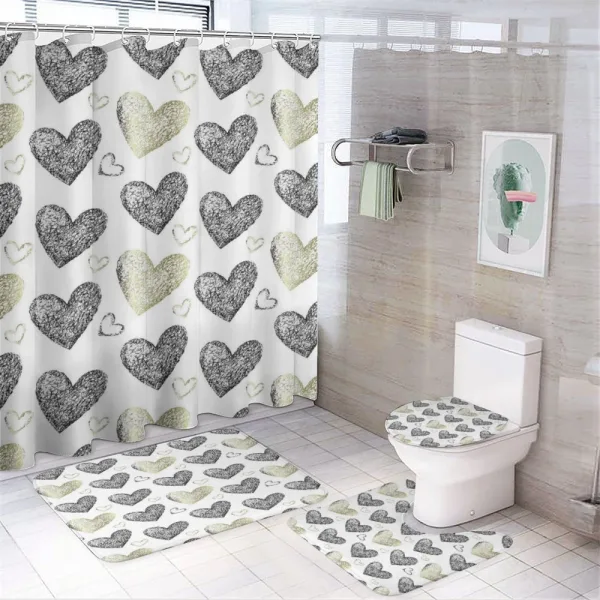 Sketched Hearts on a shower curtain