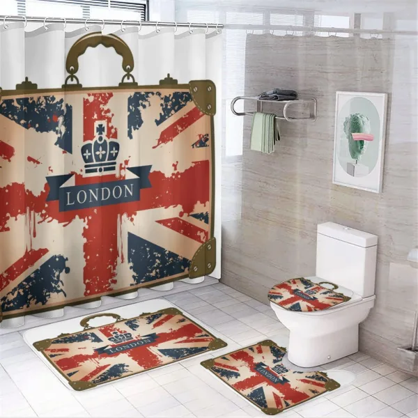 Vintage Suitcase on a shower curtain
