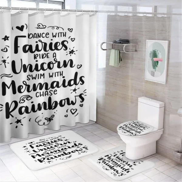 Creatures Phrases on a shower curtain