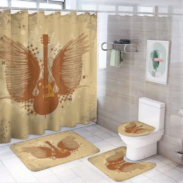 Guitar with Wings on a shower curtain