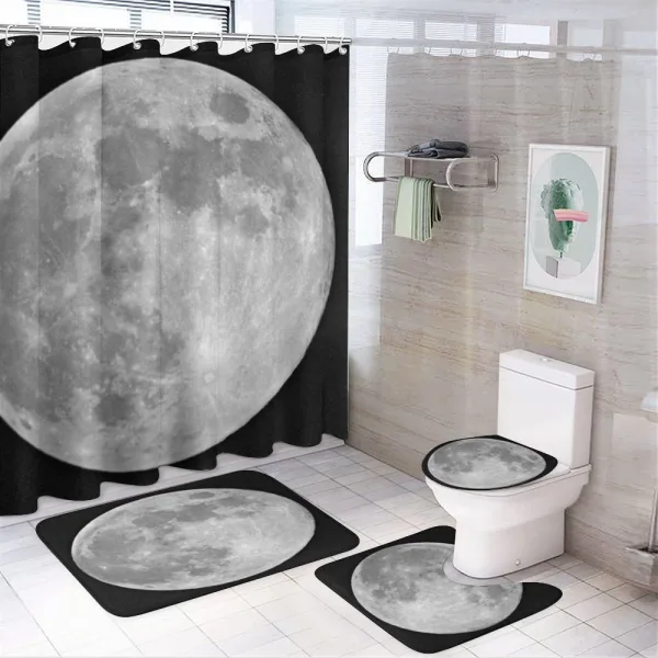 Monochrome Full Moon Art on a shower curtain