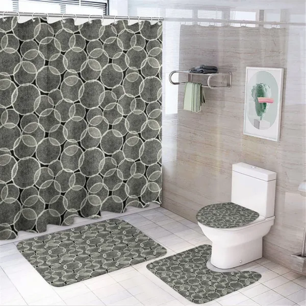 Monochrome Trunk Circles on a shower curtain