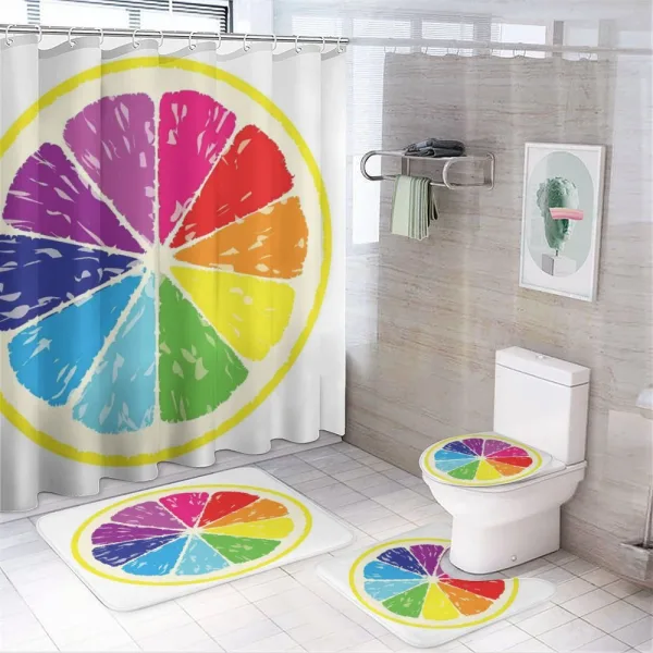 Rainbow Citrus Slice on a shower curtain