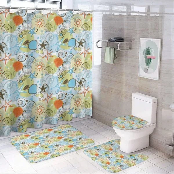 Retro Beach Pattern on a shower curtain