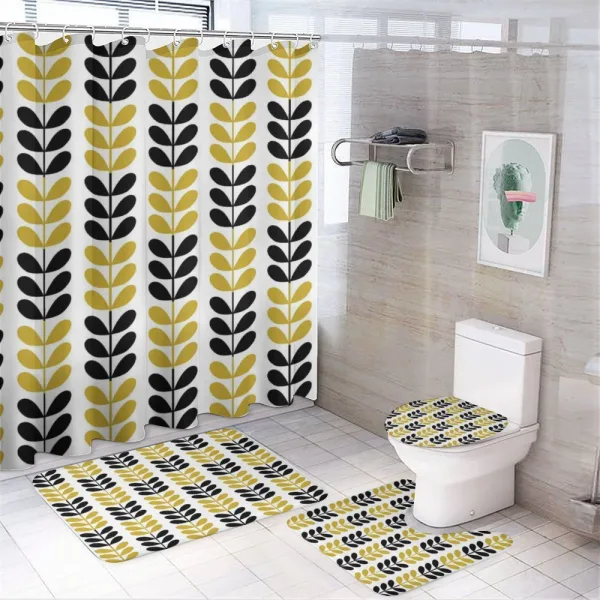 Retro Leafage Autumn on a shower curtain