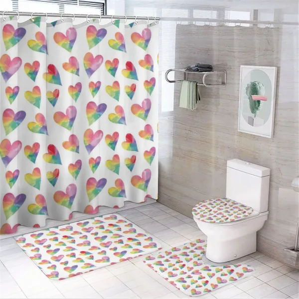 Rhythmic Ombre Rainbow Art on a shower curtain