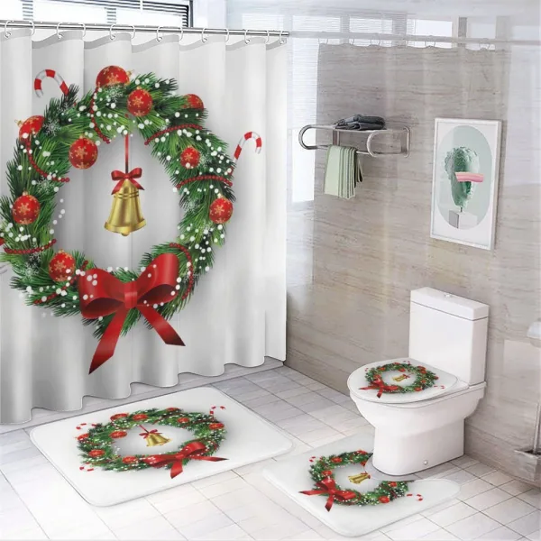 Ribbon and Bell Branch on a shower curtain