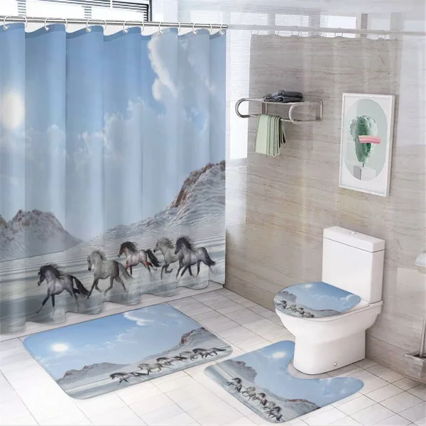 Snowy Day Wild Horse on a shower curtain