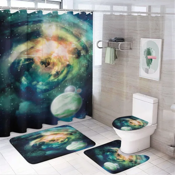 Spiral Galaxy and Planets on a shower curtain