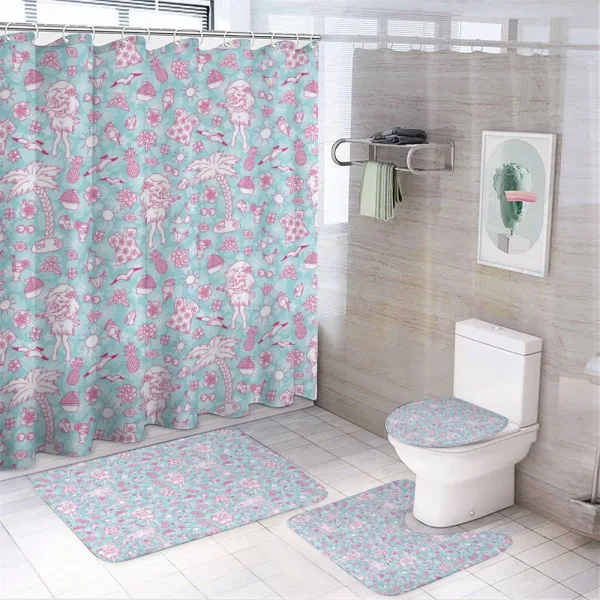Tropical Doodle Design on a shower curtain