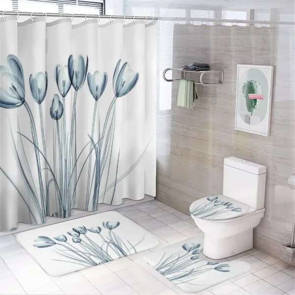 Tulips with Solar Effect on a shower curtain