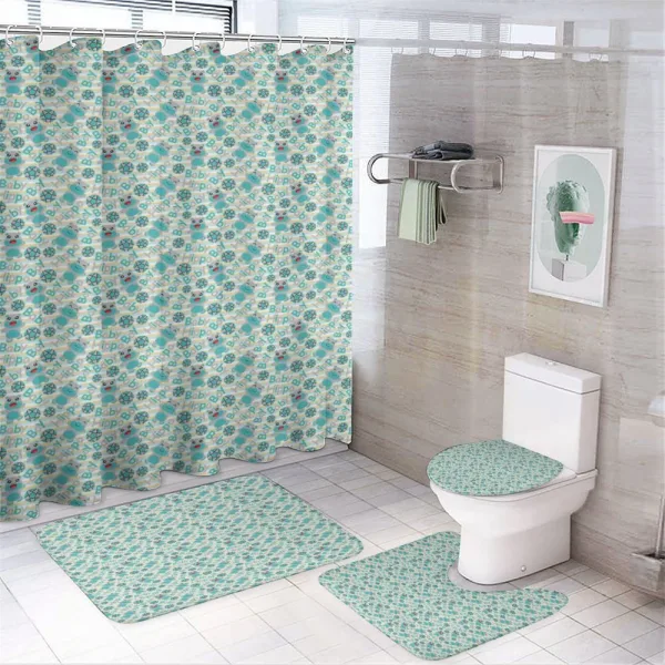 Cartoon Style Hippo Boy on a shower curtain