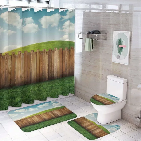 Cloudy Sky Above Garden on a shower curtain