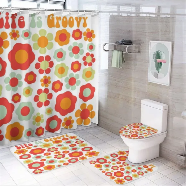 Colored Art Dated Style on a shower curtain