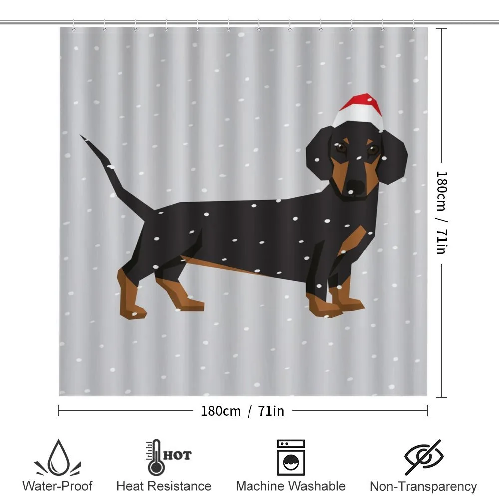 Dog Wears Xmas Hat Snow — Detail 2