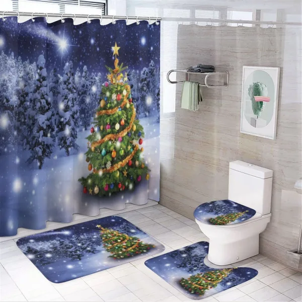 Elf Noel Theme Winter on a shower curtain