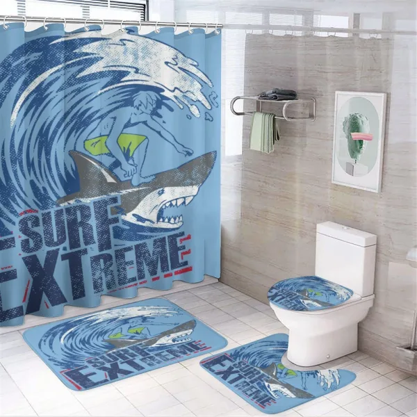Extreme Sports Retro on a shower curtain