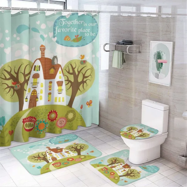Fairytale Cartoon with Words on a shower curtain