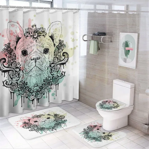 French Bulldog Flowers on a shower curtain