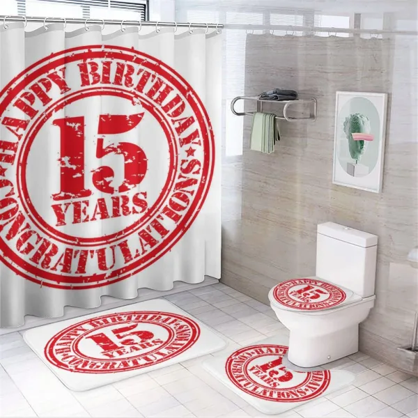 Grunge Stamp 15 on a shower curtain