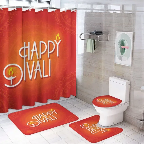 Happy Diwali Candles on a shower curtain
