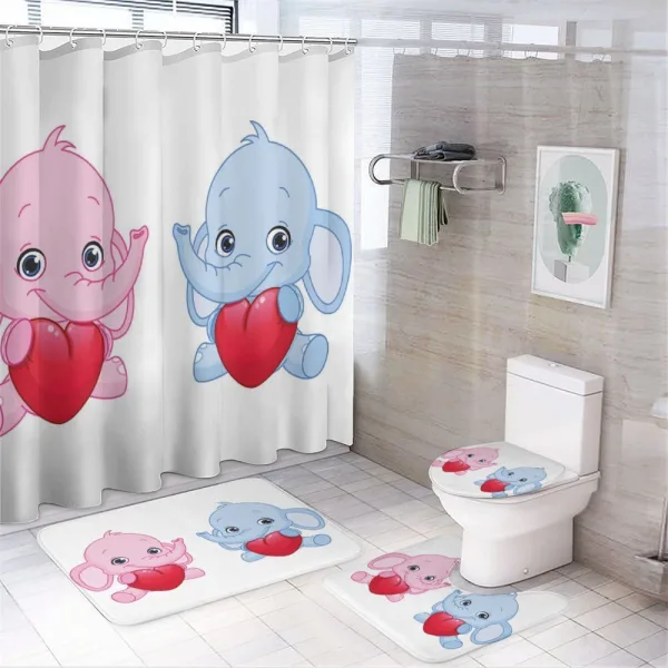 Hearts Twins on a shower curtain