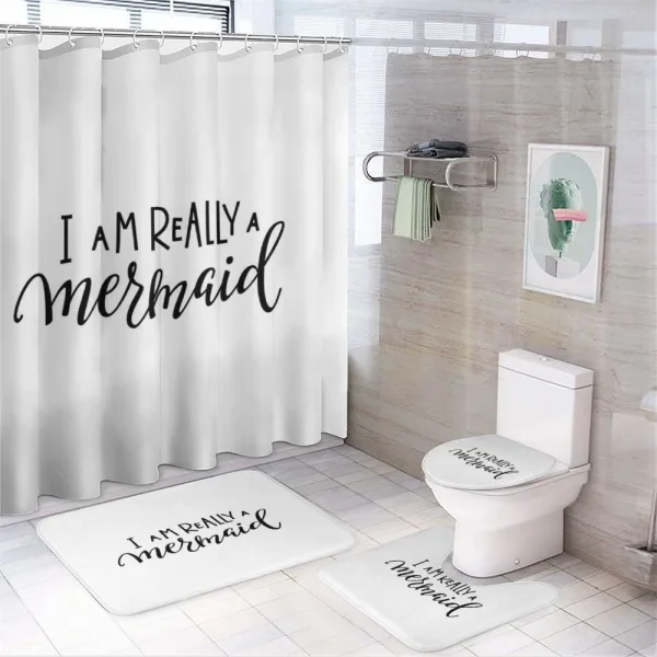 Monochrome Words on a shower curtain