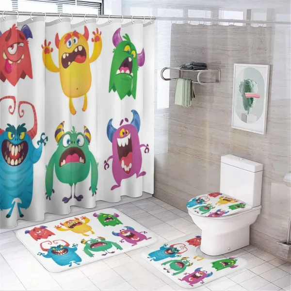 Monsters with Whimsical Face on a shower curtain