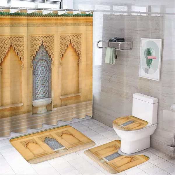 Moroccan Tile Fountain on a shower curtain