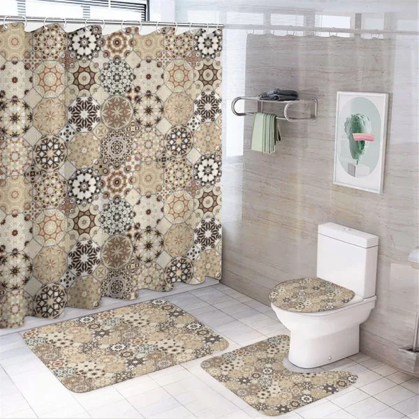 Octagonal Retro Style on a shower curtain