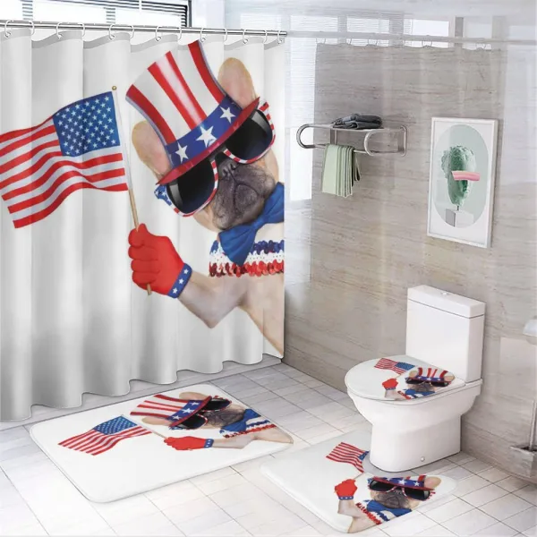 Patriotic Pug Dog on a shower curtain