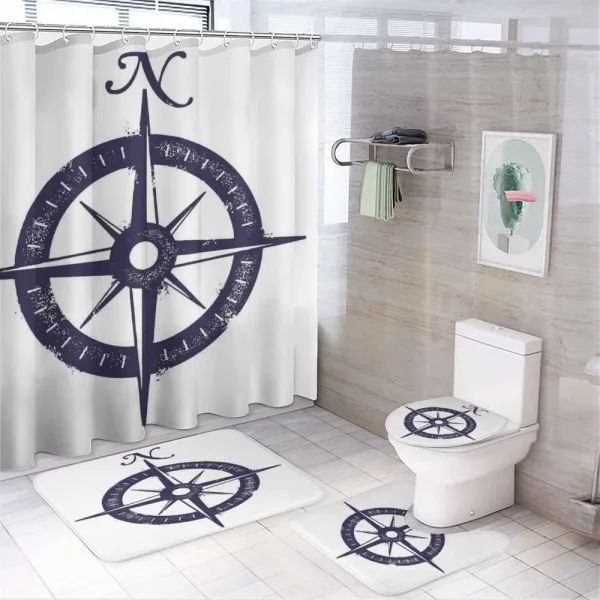 Sailing Navy Color on a shower curtain
