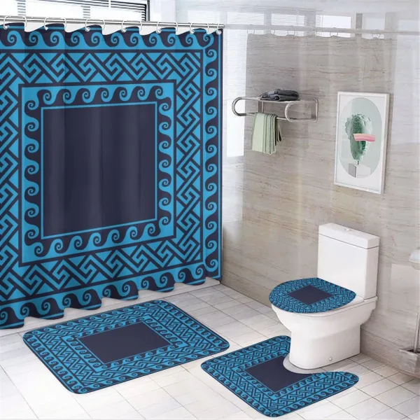 Swirl Waves Hellenic on a shower curtain