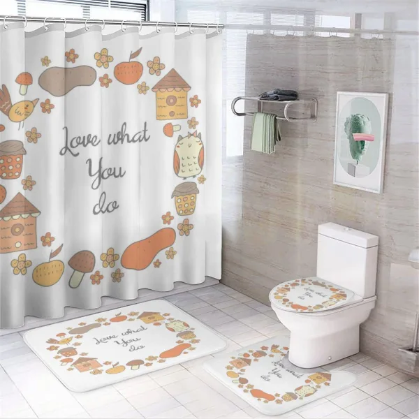 Warm Autumn Tones Cartoon on a shower curtain